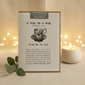 A Hug in a Mug greeting card with tea sachet – styled product image