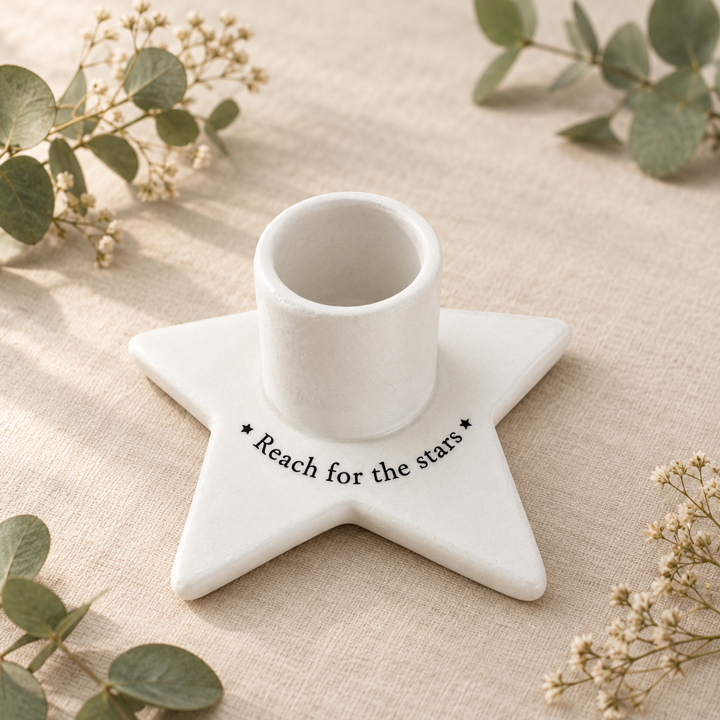 Reach For The Stars Star Ceramic Candlestick Holder