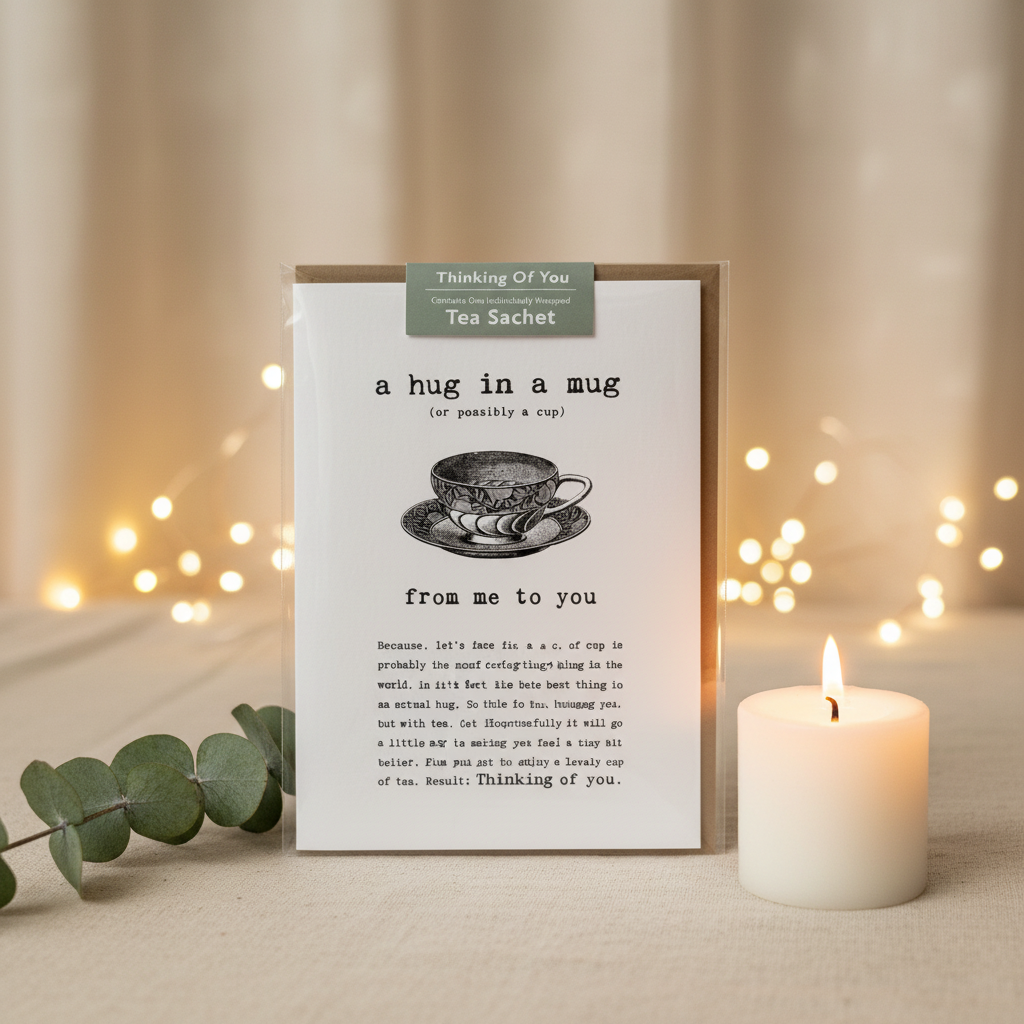 Thinking of You – Hug in a Mug Card with Tea – styled product image